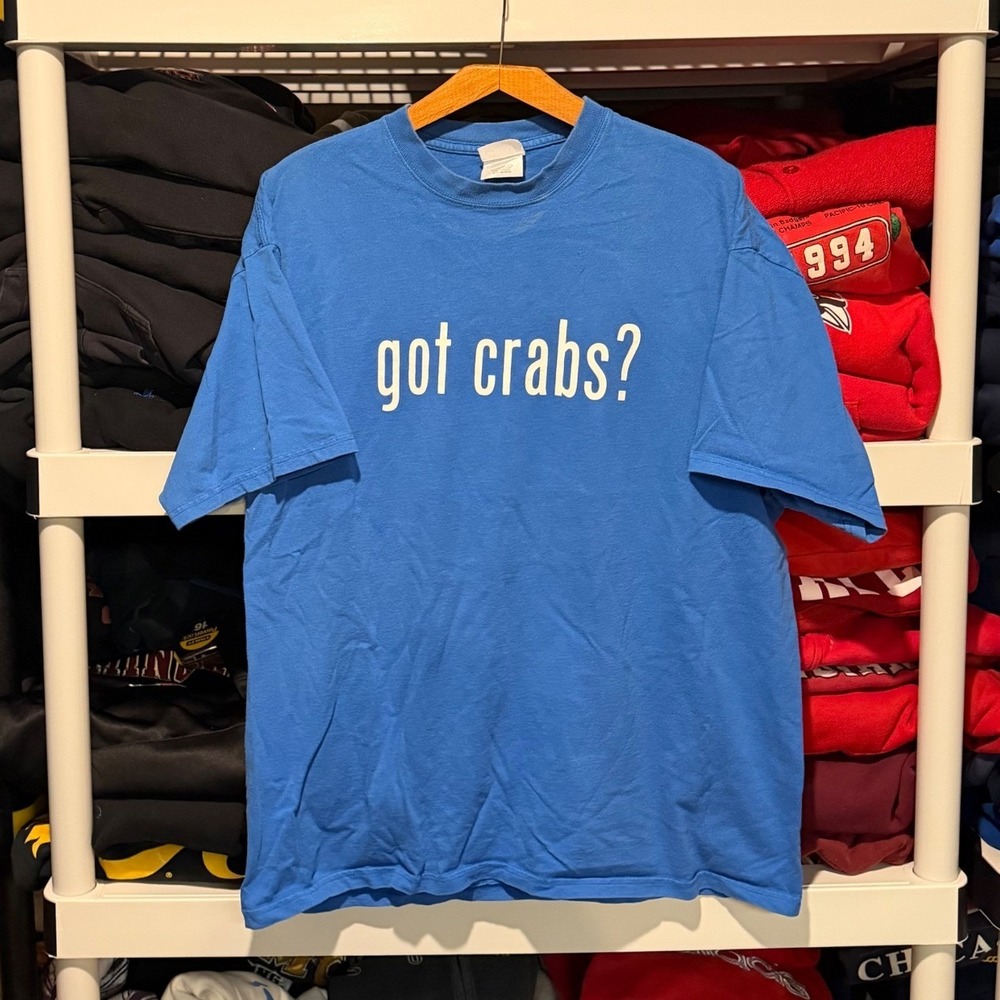 Vintage Crab Shack "Got Crabs?" Funny Joke Humor‎ Blue Mens Xl Shirt